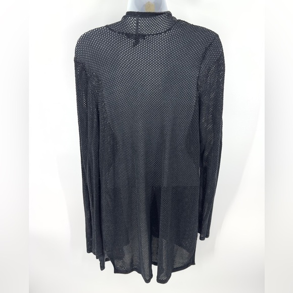 Eileen Fisher Womens Open Knit Long Line Cardigan Size L Black System Capsule - Picture 2 of 12